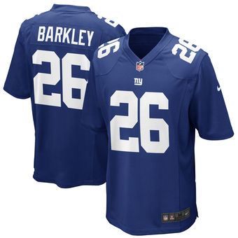 Men's New York Giants #26 Saquon Barkley Nike Royal 2018 NFL Draft First Round Pick Game Jersey