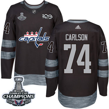 Adidas Washington Capitals #74 John Carlson Black 1917-2017 100th Anniversary Stanley Cup Final Champions Stitched NHL Jersey