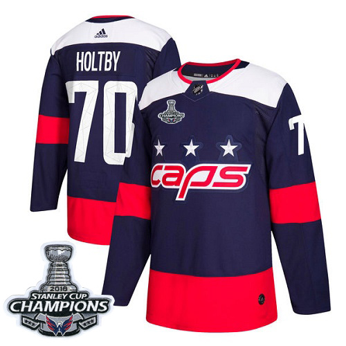 Adidas Washington Capitals #70 Braden Holtby Navy Authentic 2018 Stadium Series Stanley Cup Final Champions Stitched NHL Jersey