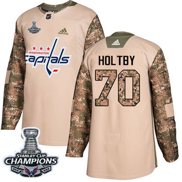 Adidas Washington Capitals #70 Braden Holtby Camo Authentic 2017 Veterans Day Stanley Cup Final Champions Stitched NHL Jersey