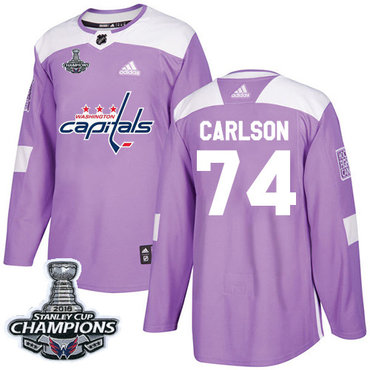 Adidas Washington Capitals #74 John Carlson Purple Authentic Fights Cancer Stanley Cup Final Champions Stitched NHL Jersey