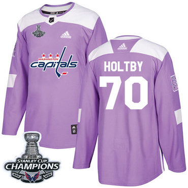 Adidas Washington Capitals #70 Braden Holtby Purple Authentic Fights Cancer Stanley Cup Final Champions Stitched NHL Jersey