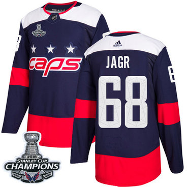 Adidas Washington Capitals #68 Jaromir Jagr Navy Authentic 2018 Stadium Series Stanley Cup Final Champions Stitched NHL Jersey