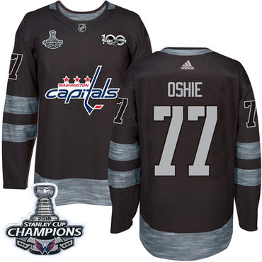 Adidas Washington Capitals #77 T.J Oshie Black 1917-2017 100th Anniversary Stanley Cup Final Champions Stitched NHL Jersey