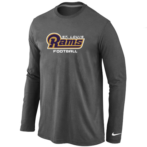 صواني بغطاء Nike St.Louis Rams Authentic font Long Sleeve T-Shirt D.Grey صواني بغطاء