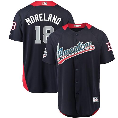 Red Sox #18 Mitch Moreland Navy Blue 2018 All-Star American League Stitched Baseball Jersey