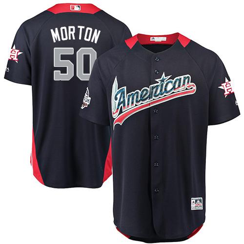 Astros #50 Charlie Morton Navy Blue 2018 All-Star American League Stitched Baseball Jersey