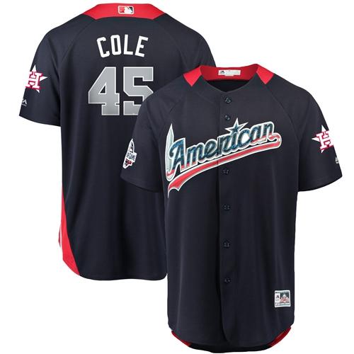 Astros #45 Gerrit Cole Navy Blue 2018 All-Star American League Stitched Baseball Jersey