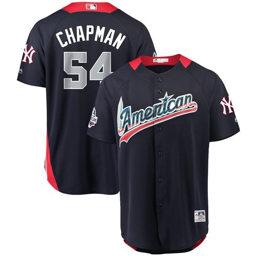 Yankees #54 Aroldis Chapman Navy Blue 2018 All-Star American League Stitched Baseball Jersey