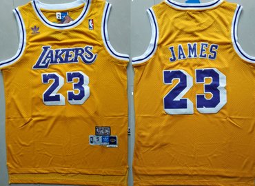 Los Angeles Lakers #23 Lebron James Yellow Hardwood Classics Jersey