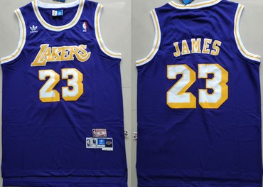 Los Angeles Lakers #23 Lebron James Purple Hardwood Classics Jersey