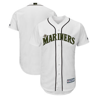 Men's Seattle Mariners Majestic White 2018 Memorial Day Cool Base Team Custom Jersey