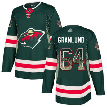Men's Minnesota Wild #64 Mikael Granlund Green Drift Fashion Adidas Jersey