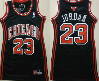 Women's Chicago Bulls #23 Michael Jordan Black Dress Jersey
