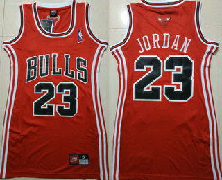 Women's Chicago Bulls #23 Michael Jordan Red Dress Jersey