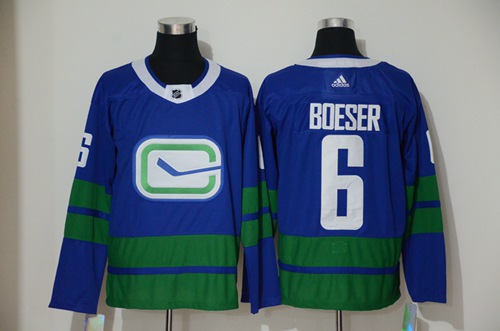 Men's Vancouver Canucks #6 Brock Boeser Blue Alternate Authentic Stitched Hockey Jersey