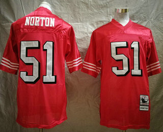 Men's San Francisco 49ers #51 Ken Norton Jr. Red Throwback Mitchell & Ness Jersey