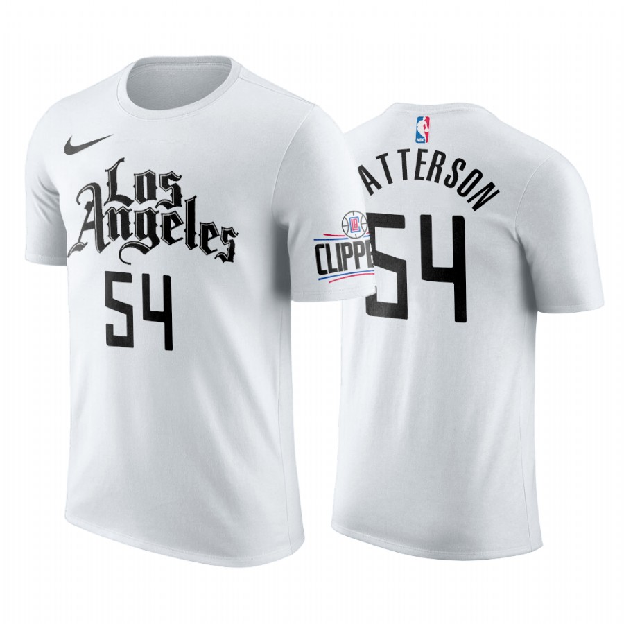 Nike Clippers #54 Patrick Patterson 2019-20 Men's White Los Angeles City Edition NBA T-Shirt