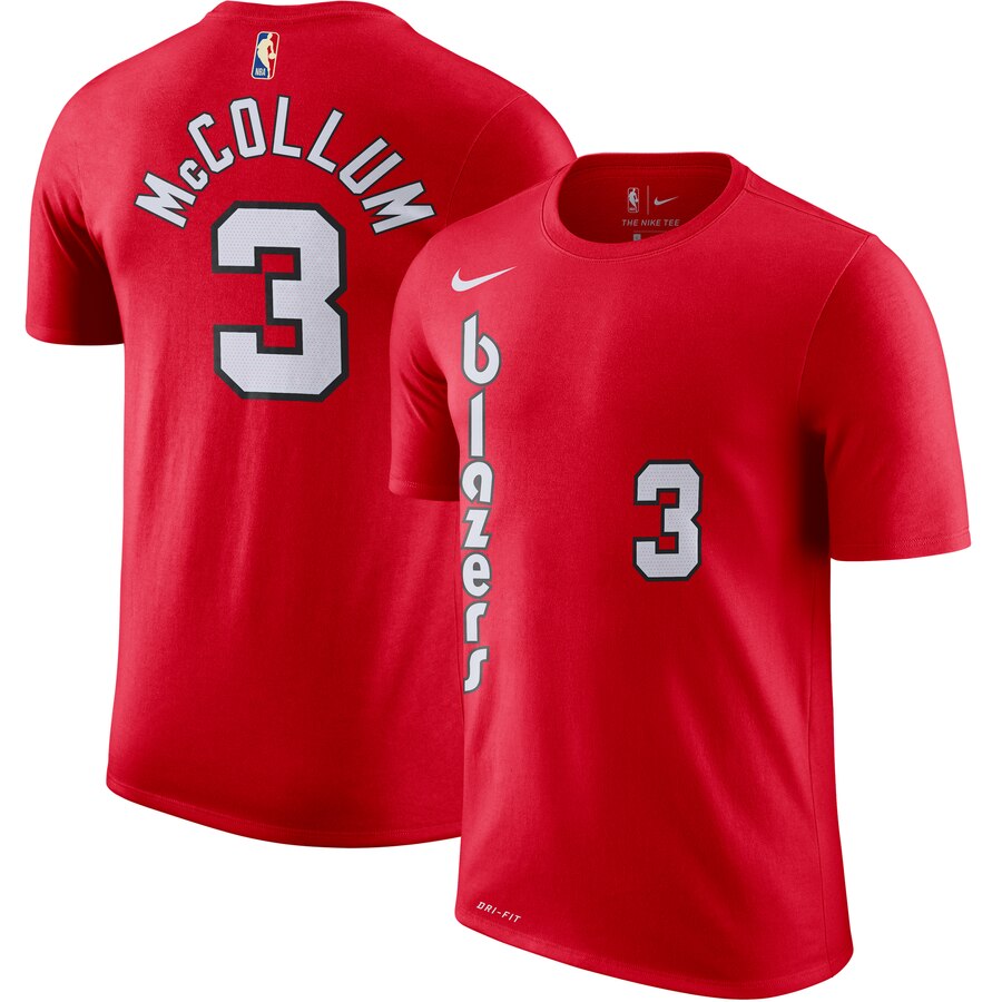 Portland Trail Blazers #3 C.J. McCollum Nike Hardwood Classic Name & Number T-Shirt Red