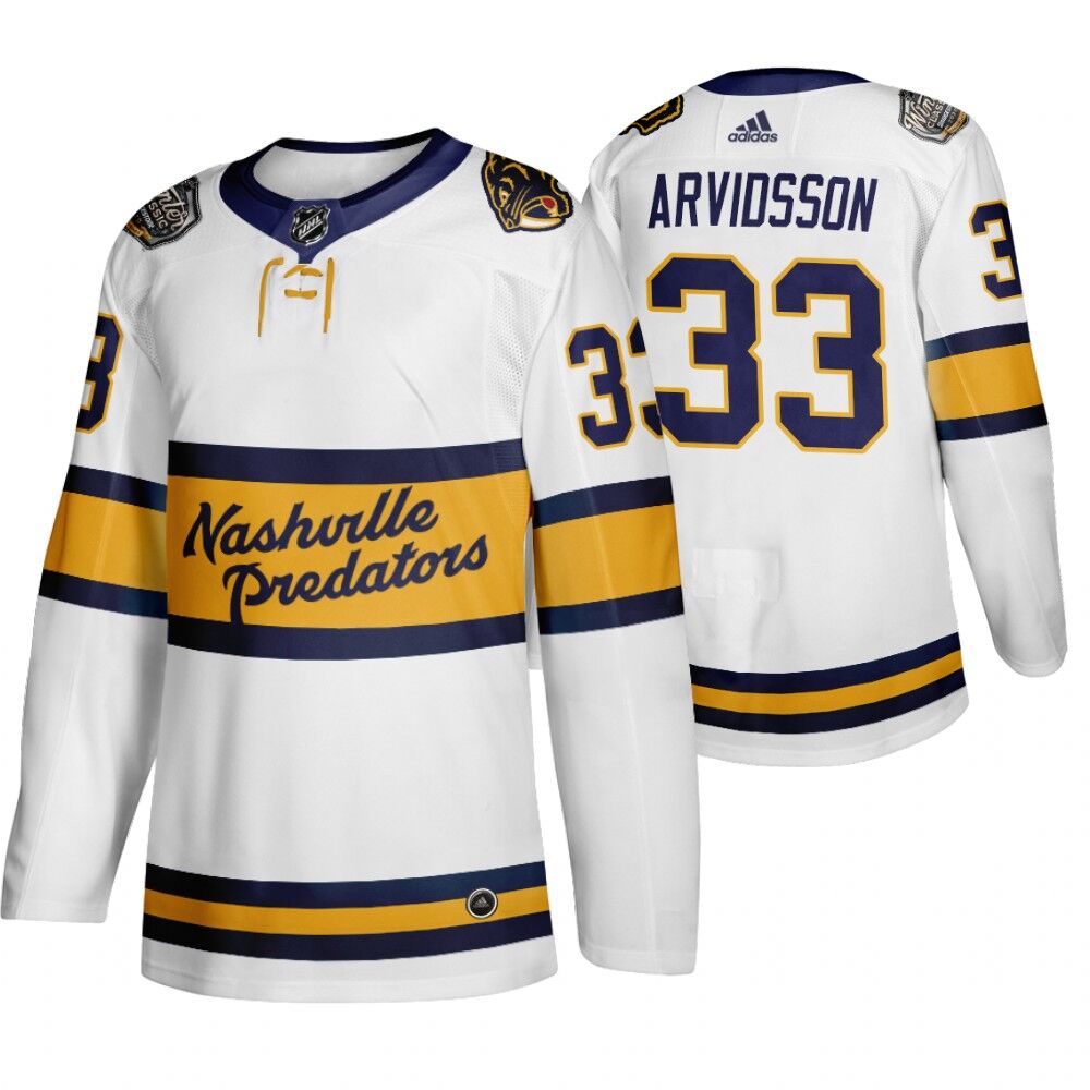 Men's Nashville Predators 33 Viktor Arvidsson White 2020 Winter Classic Adidas Jersey