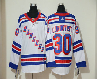 Men's New York Rangers #30 Henrik Lundqvist White Adidas Stitched NHL Jersey