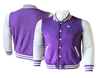 Men's Charlotte Hornets Purple Stitched NBA Jacket
