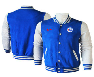 Men's Philadelphia 76ers Blue Stitched NBA Jacket