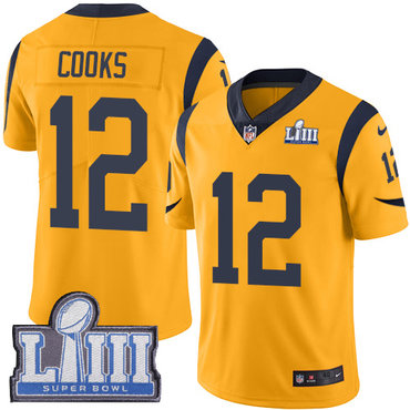Men's Los Angeles Rams #12 Brandin Cooks Gold Nike NFL  Rush Vapor Untouchable Super Bowl LIII Bound Limited Jersey
