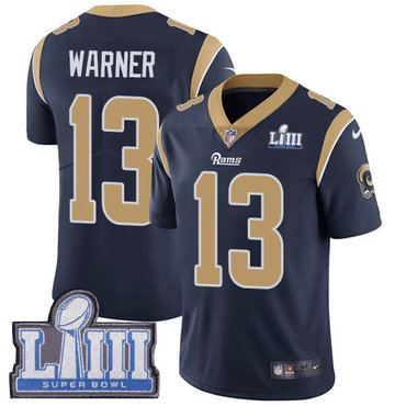 Men's Los Angeles Rams #13 Kurt Warner Navy Blue Nike NFL Home Vapor Untouchable Super Bowl LIII Bound Limited Jersey