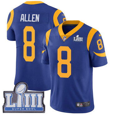 Men's Los Angeles Rams #8 Brandon Allen Royal Blue Nike NFL Alternate Vapor Untouchable Super Bowl LIII Bound Limited Jersey 