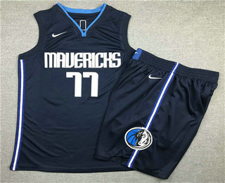 Men's Dallas Mavericks #77 Luka Doncic NEW Navy Blue 2020 NBA Swingman Stitched NBA Jersey With Shorts