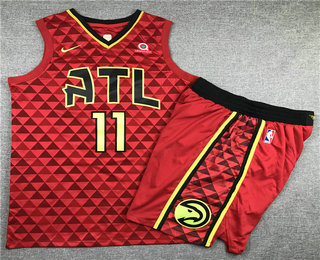 Men's Atlanta Hawks #11 Trae Young Red 2018 Nike Swingman Stitched NBA Jersey With Shorts