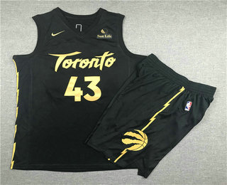 Men's Toronto Raptors #43 Pascal Siakam Black 2020 Nike City Edition Swingman Jersey With Shorts
