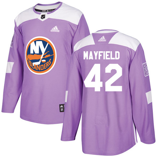 Men's New York Islanders #42 Scott Mayfield Adidas Purple Authentic Fights Cancer Practice NHL Jersey