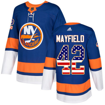 Men's New York Islanders #42 Scott Mayfield Adidas Royal Blue Authentic USA Flag Fashion NHL Jersey