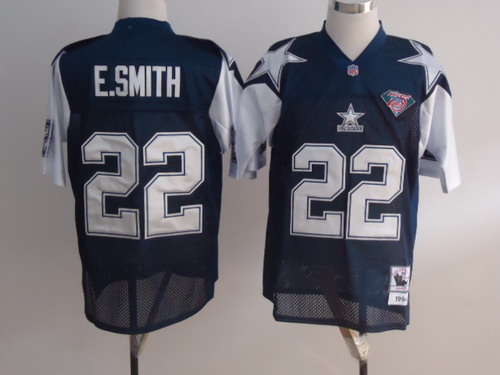Size 8XL Dallas Cowboys #22 Emmitt Smith Blue Thanksgiving 75TH Throwback Jersey