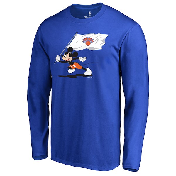 Men's New York Knicks Fanatics Branded Blue Disney Fly Your Flag Long Sleeve T-Shirt