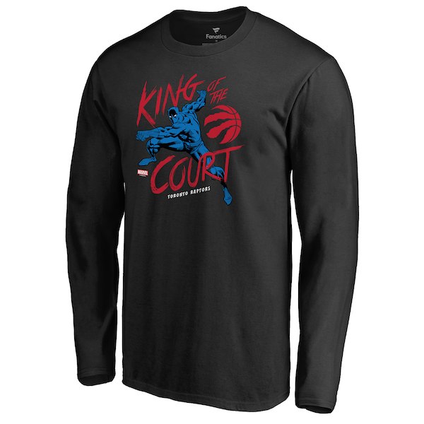 Men's Toronto Raptors Fanatics Branded Black Marvel Black Panther King of the Court Long Sleeve T-Shirt