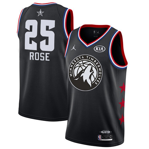 Timberwolves #25 Derrick Rose Black Basketball Jordan Swingman 2019 All-Star Game Jersey