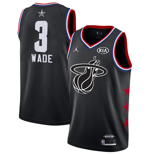 Heat #3 Dwyane Wade Black Basketball Jordan Swingman 2019 All-Star Game Jersey