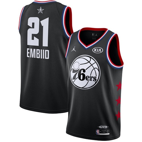 76ers #21 Joel Embiid Black Basketball Jordan Swingman 2019 All-Star Game Jersey