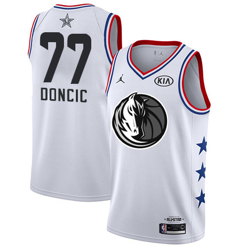 Mavericks #77 Luka Doncic White Basketball Jordan Swingman 2019 All-Star Game Jersey