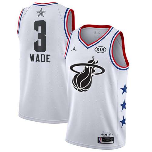 Heat #3 Dwyane Wade White Basketball Jordan Swingman 2019 All-Star Game Jersey