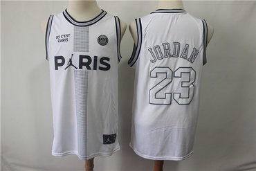 Paris Saint Germain 23 Michael Jordan White Fashion Jersey