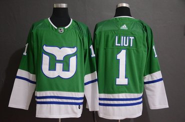 Men's Hartford Whalers #1 Mike Liut Green Adidas Jersey