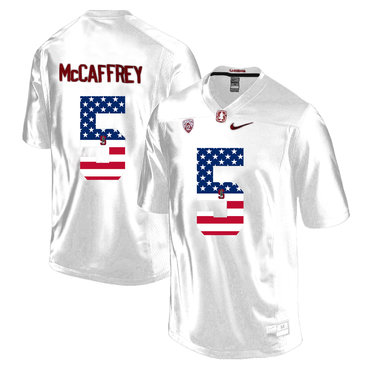 Stanford Cardinal 5 Christian McCaffrey White USA Flag College Football Limited Jersey