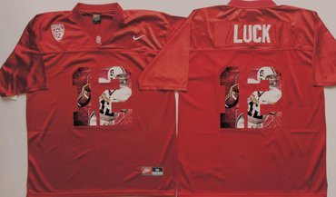 Stanford Cardinal 12 Andrew Luck Red Portrait Number College Jersey