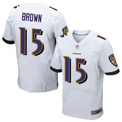 Ravens #15 Marquise Brown White Men's Stitched Football New Elite Jersey