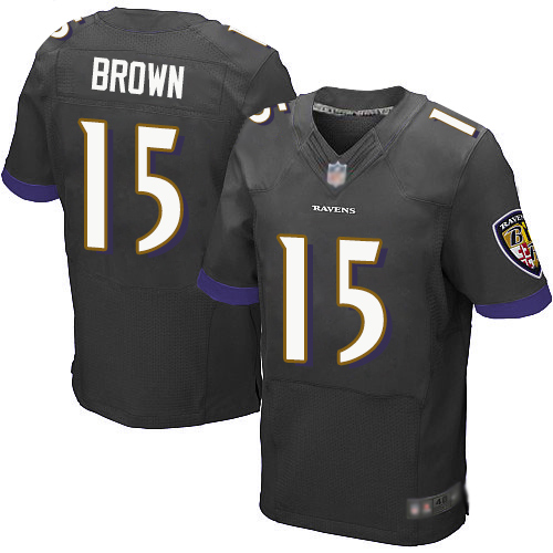 Ravens #15 Marquise Brown Black Alternate Men's Stitched Football New Elite Jersey