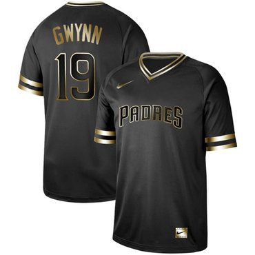 معقم رضاعات شيكو Padres #19 Tony Gwynn Black Gold Authentic Stitched Baseball Jersey معقم رضاعات شيكو